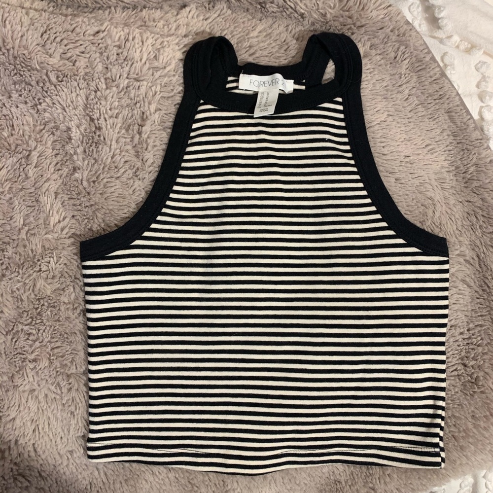 Black and white stripe halter top